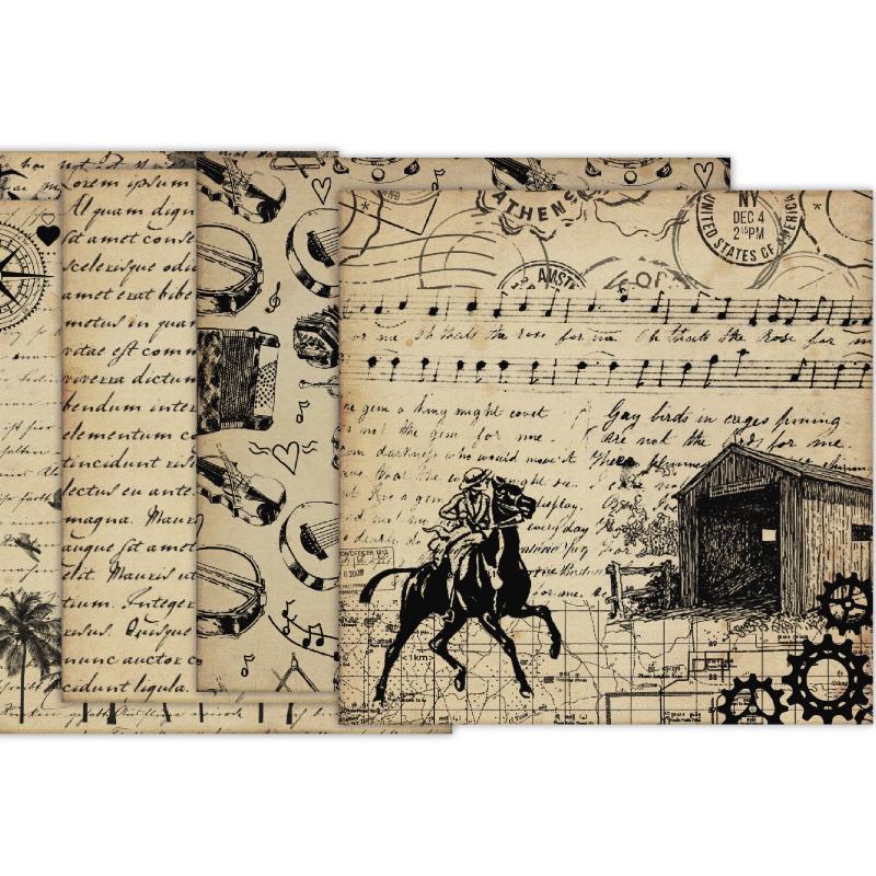 24pcs Single-Sided Vintage Scrapbooking DIY Decorative Cardmaking Supplies Craft Paper