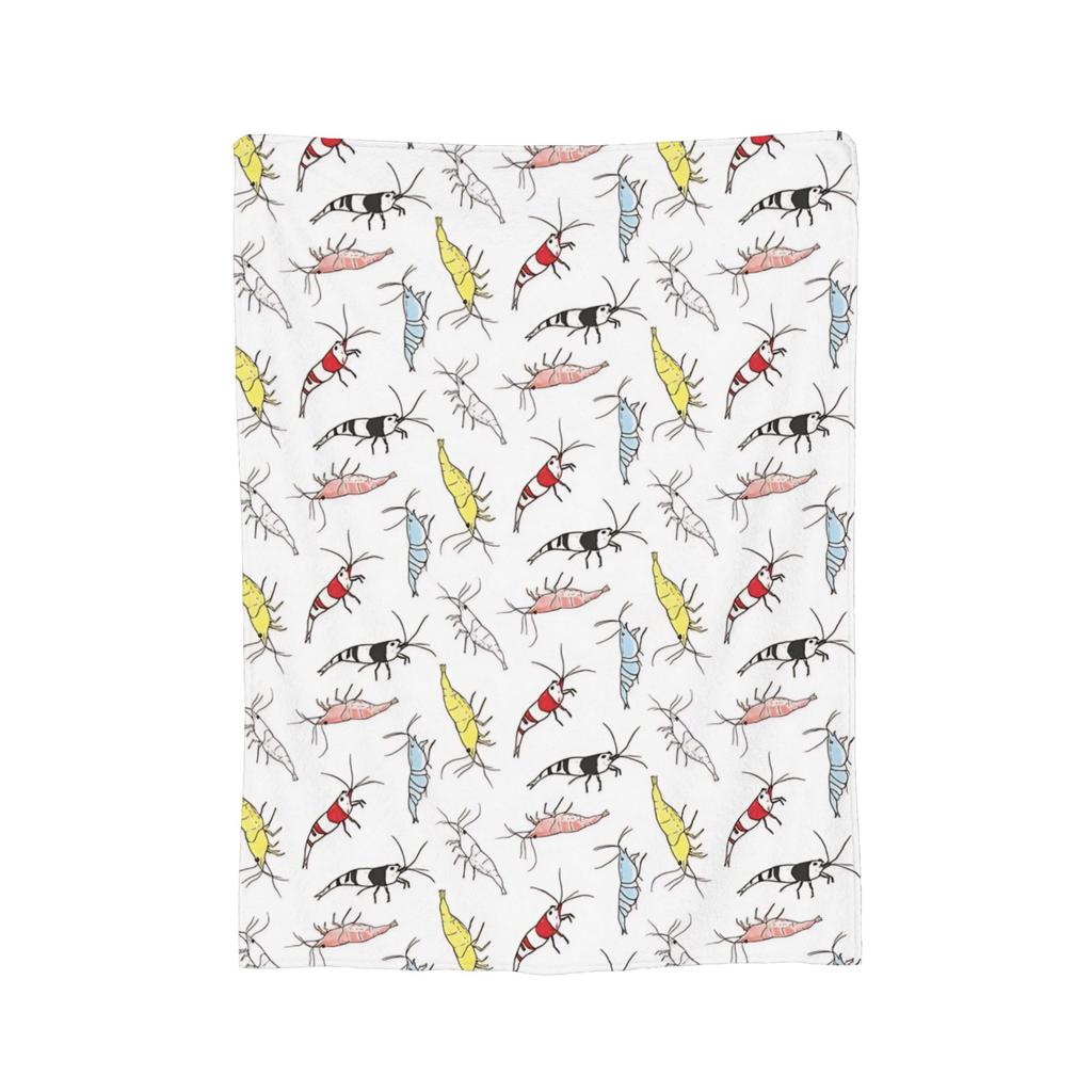 Shy Shrimp Partten Blankets Flannel Soft Throw Blankets for Outdoor Travel Bedroom Quilt