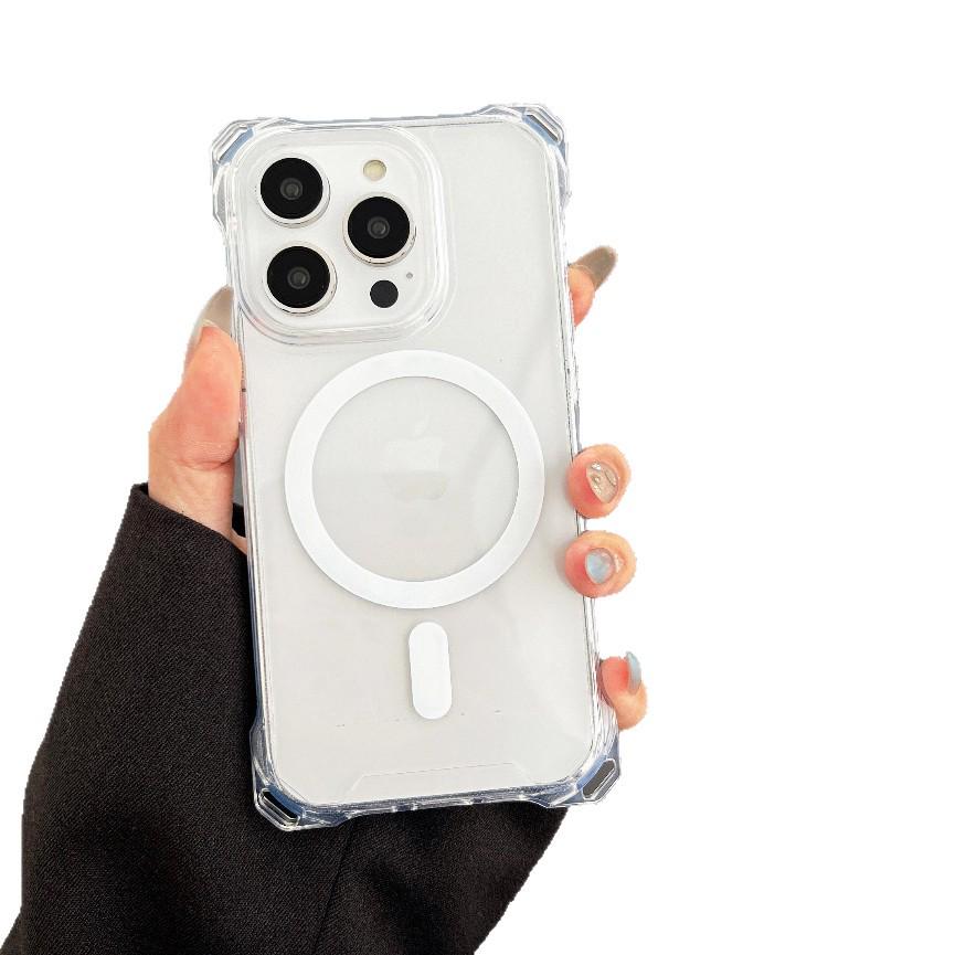 Ice Transparent Magnetic iPhone 17 Pro Max Drop-Proof Case with Four-Corner Protection