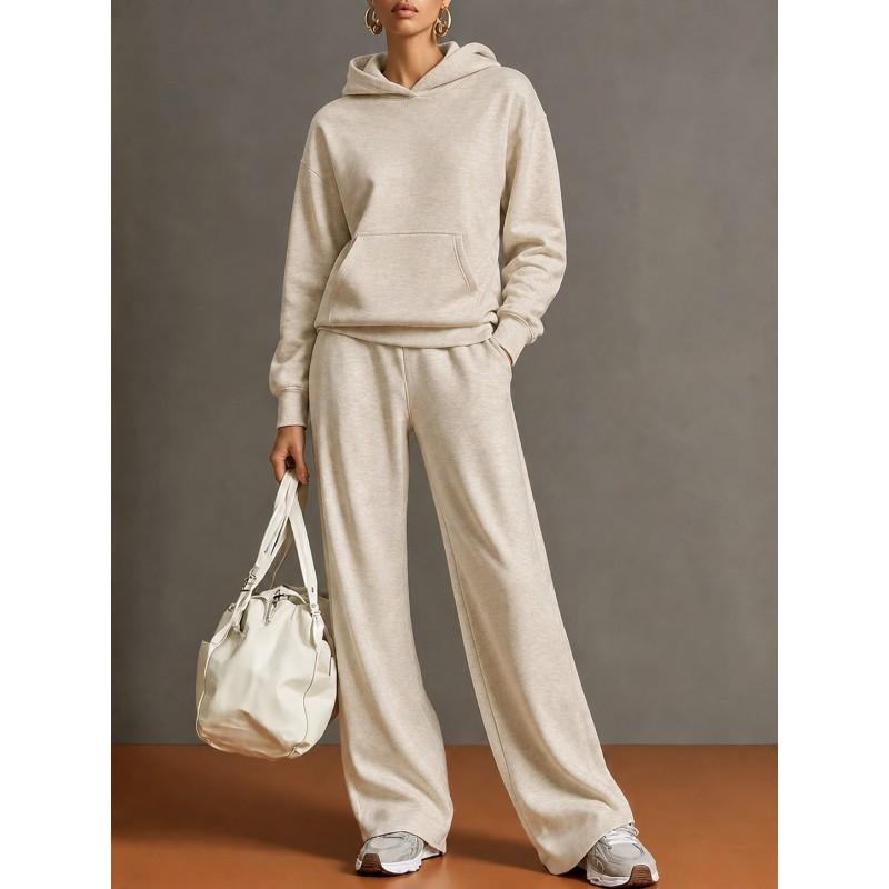 2026 Herbst Winter Damen Freizeit Kapuzenpullover Weite Hosen Set Locker Sportbekleidung