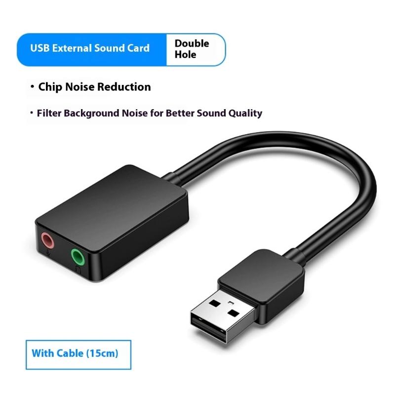 External USB Auditory Adapter Double 3.5mm Headsets And Microphone Port For Desktop Computer Hifi Sound