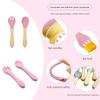 Momcbebe Baby Feeding Set 10-Piece Silicone Suction Bowl Sippy Cup Bib Spoon Fork BPA Free Soft Durable Easy Clean Pink