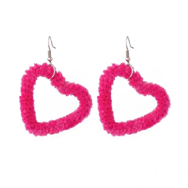 Fashion Plush Heart Pendant Earrings Street Jewelry Sweet Cool Dangle Earrings