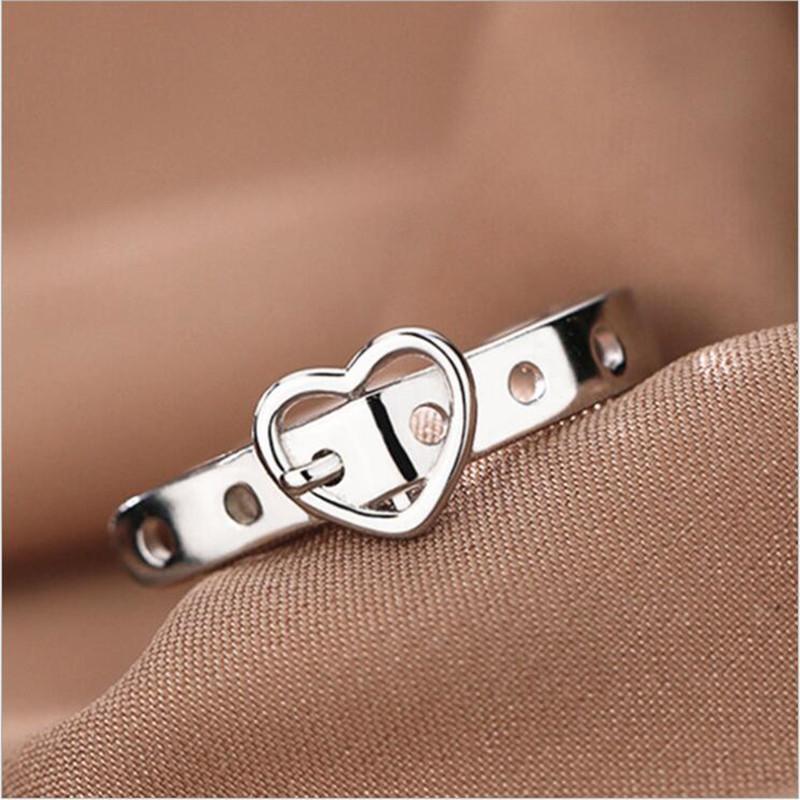 New Fashion Personality Love Belt 925 Sterling Silver Jewelry Creative Heart -Shaped Exquisite Popular Opening Rings R216