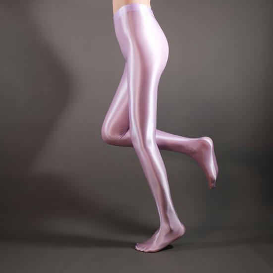 Stage Performance Leggings Glossy Shiny High Waist Fitness with Socks Stage Show Skinny Smooth Surface Yoga Trousers Women Clothing
