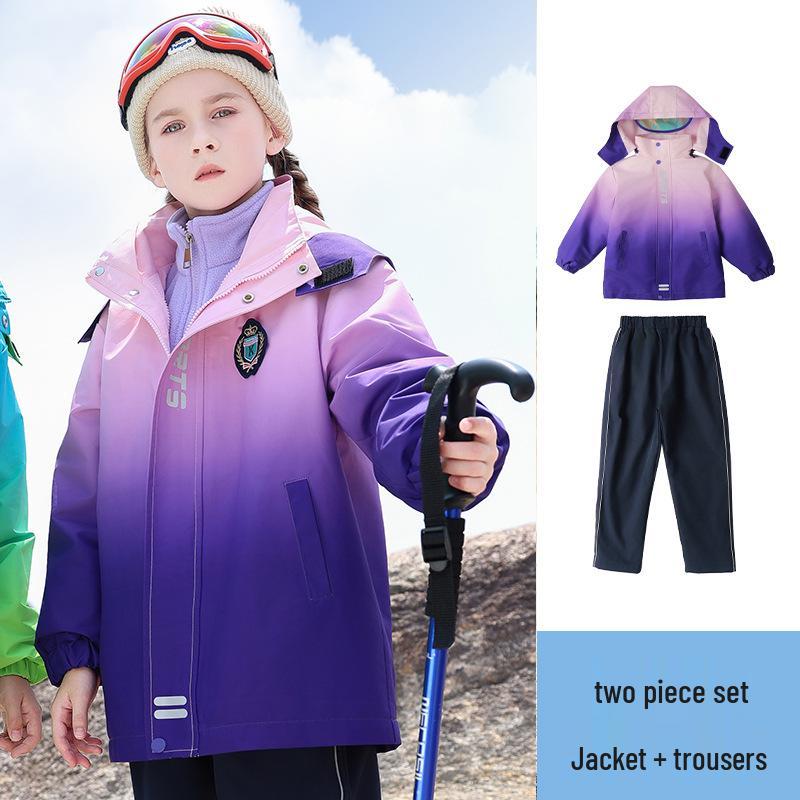 Autumn/Winter School Uniform Set: Velvet-Enhanced Windbreaker & Kindergarten Three-Piece Set