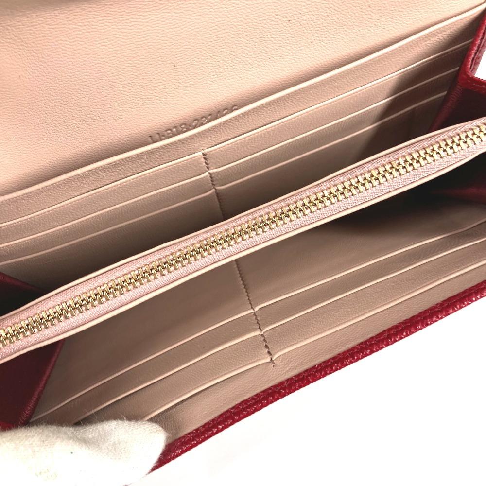 BVLGARI Bulgari Bulgari Logo Clip Bi-fold flap Long Wallet Leather Red