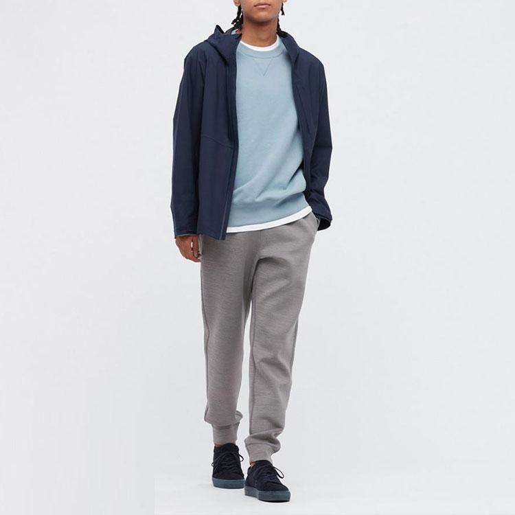 UNIQLO Sport Solid Color Crew Neck Pullover Sweatshirt Unisex sweatshirt Light-Blue 444966-60