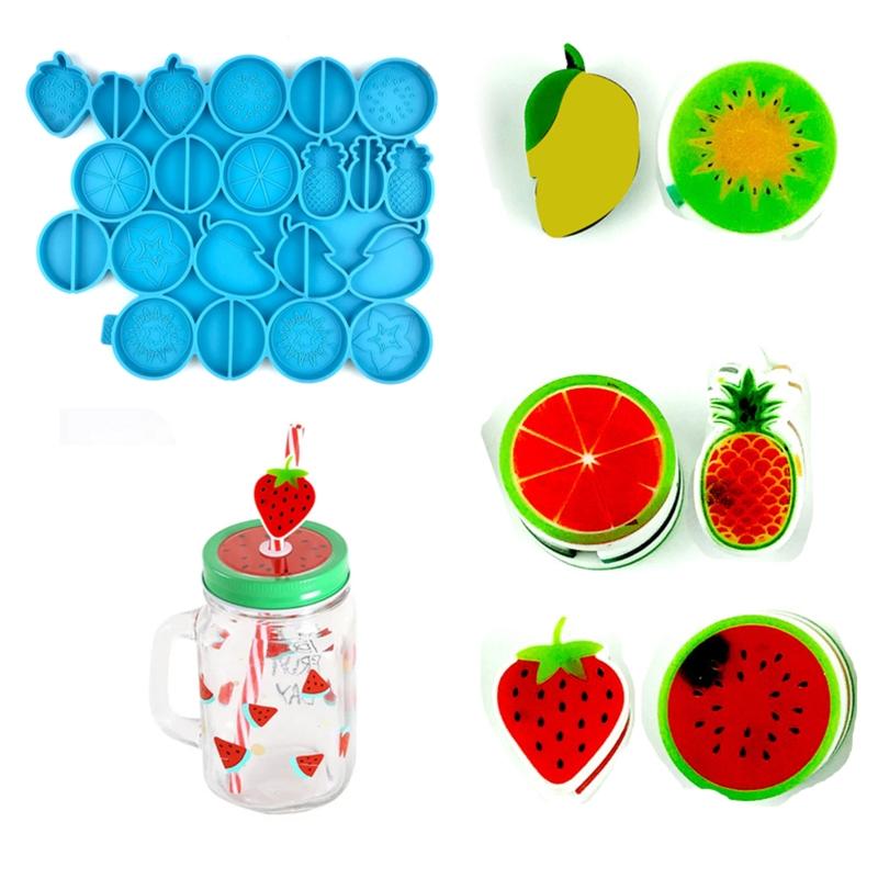 Strohhalmabdeckung Harzform, Silikon Fruchtform Epoxidgießform für Strohhalmabdeckungsaufsatz DIY Harzhandwerk Herstellung