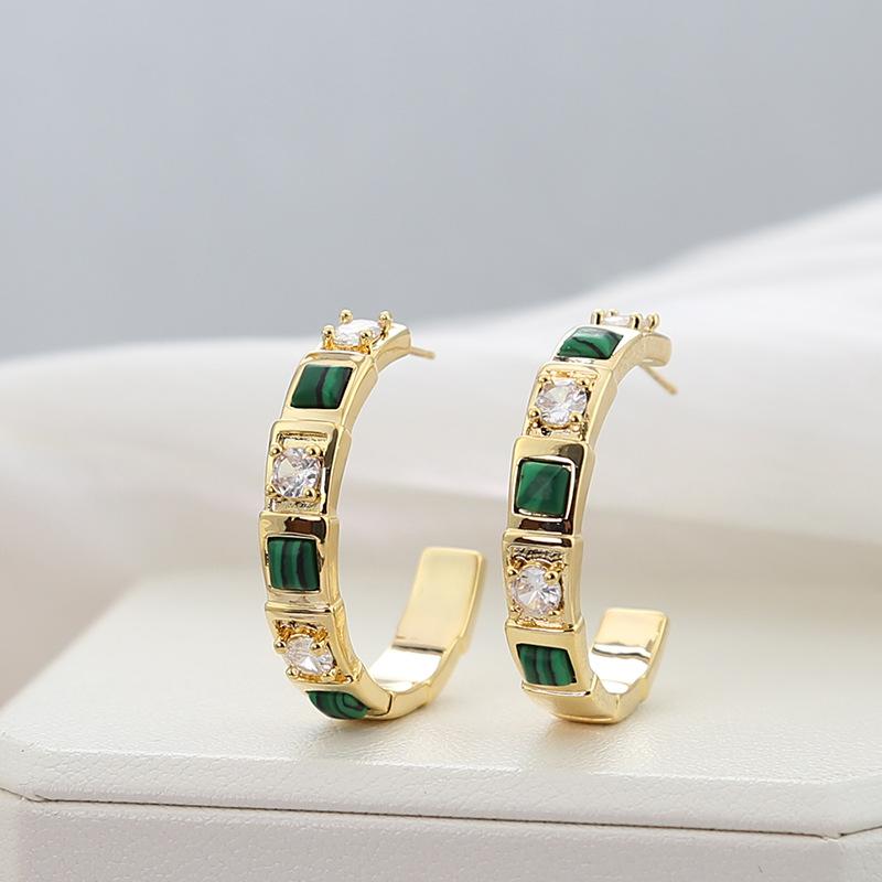 

Старинные серьги в форме буквы С, инкрустированные цирконом, бирюзовые серьги, роскошные серьги класса люкс, персонализированные преувеличенные серьги, женские 18K