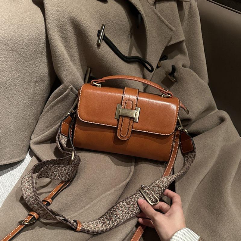 Ekte skinn, liten firkantet veske for kvinner, vår/sommer, første lag kuskinn mote matchende messenger-veske Skulder-crossbody-veske
