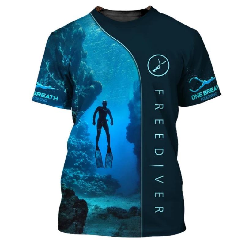 T-shirt da Subacquea con Stampa Integrale per Uomo Donna Estate Manica Corta Magliette Oversize Abbigliamento Magliette Club di Subacquea Uomo