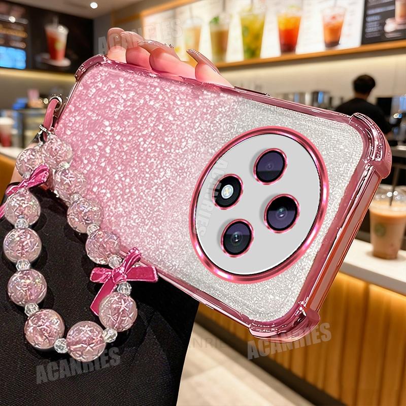 Reno12f Stern Lanyard Kette Beschichtung Glitzer Stoßfest Silikon Hülle Für Oppo Reno 12 Pro Reno12 F Fs 5g 12f 12fs Weiche Rückseite