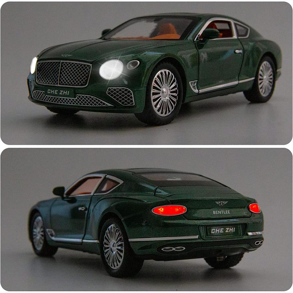 1/24 Bentley Continental GT Model Car, Alloy Diecast Collectible Pull Back Car Toy with Door Can Be Opened for Boys Girls Gift