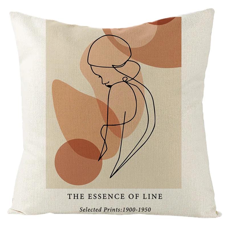Nordic Abstract Linen Pillowcase Home Sofa Bedside Cushion Pillowcase 45x45cm Home Fashion Art Painting Printed Pillow Case
