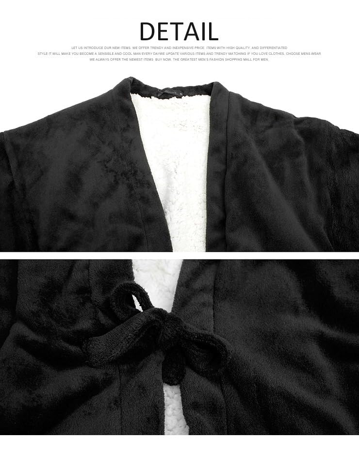 One Colors Men's Dotera Hanten (Chan-chanko Hanten), Plus Size, Warm, Fluffy Boa Lining, Cold Protection, Loungewear, Solid Color, Size L, Red