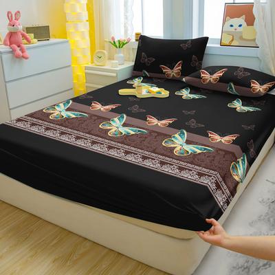 1 Simple Modern Butterfly Printed Matte Fitted Sheet, Bedroom Printed Bed Cover, Bedding (Excluding Pillowcases)