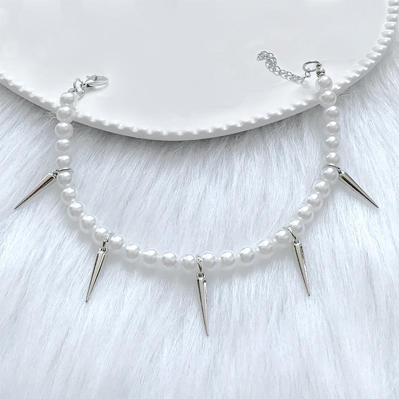 Imitation Pearl Anklet Trouser Chain With Spike Charms Adjustable Punk Style Ankle Bracelet Women Jeans Decor Fashion Jewelry
