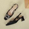 French bag head sandals women's 2025 new medium thick heel single shoes with empty square head high heels women's summer