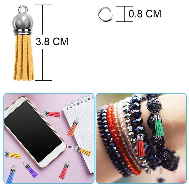 600Pcs Keychain Tassels Kit Leather Tassel Charms And Jump Rings For Jewelry Making, Keychain, Bracelets And DIY Craft