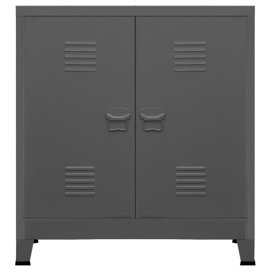 Storage Chest Industrial Style Anthracite 90 x 40 x 100 cm Steel