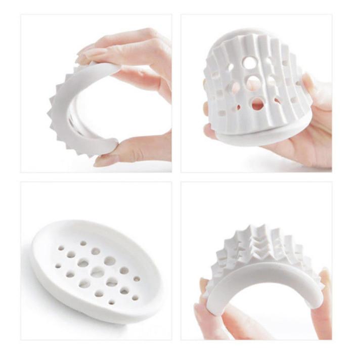 Silicone Soap Dish Storage Holder Tray Drain Soap Box Bathroom Accessories