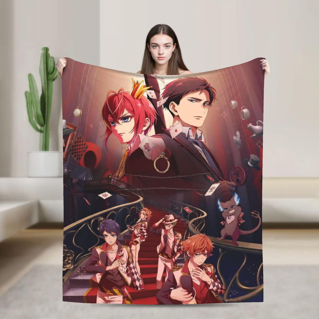 Twisted Wonderland Yuu Grim Koc TWST Gra rytmiczna Wełniany Nowość Oddychające Kocy do rzucania na pościel Salon Zima Samochód