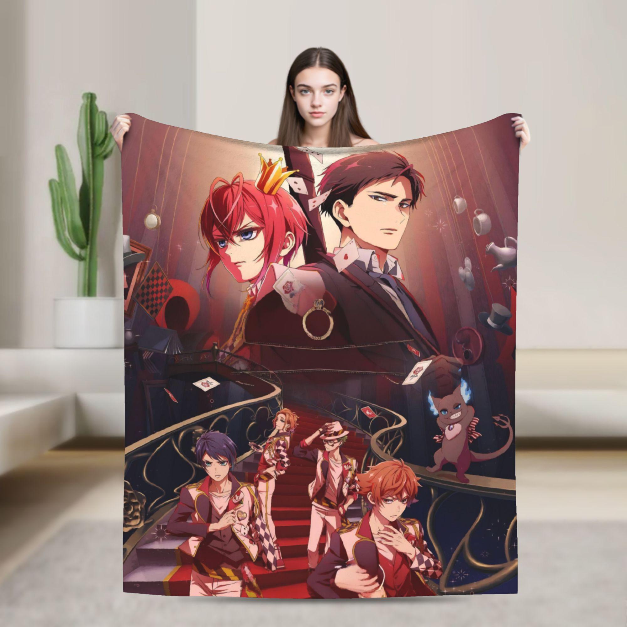 

Twisted Wonderland Yuu Grim Knitted Blankets TWST Rhythm Game Flannel Throw Blanket Couch Printed Ultra-Soft Warm Multi-function 30x40in