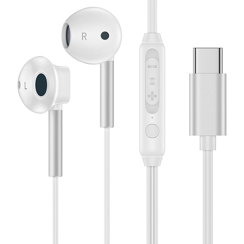 

earphones type c Earphones [2025 new edition Compatible with iPhone15/16] Earphones wired Type-C connection HiFi superb sound quality No delay heavy