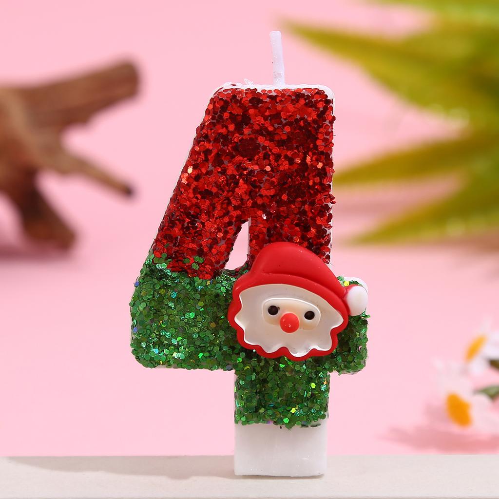 Christmas Happy Birthday Candles Number0-9 for Cake Decorating Supplies Unscented Number Candles Cake Topper Decorations