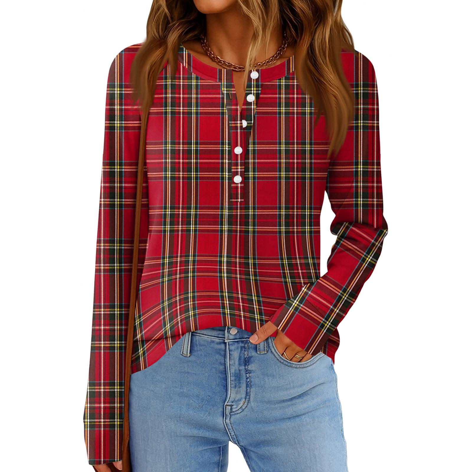 

Женская мода Свободный топ с длинным рукавом и круглым вырезом в повседневном стиле L красный