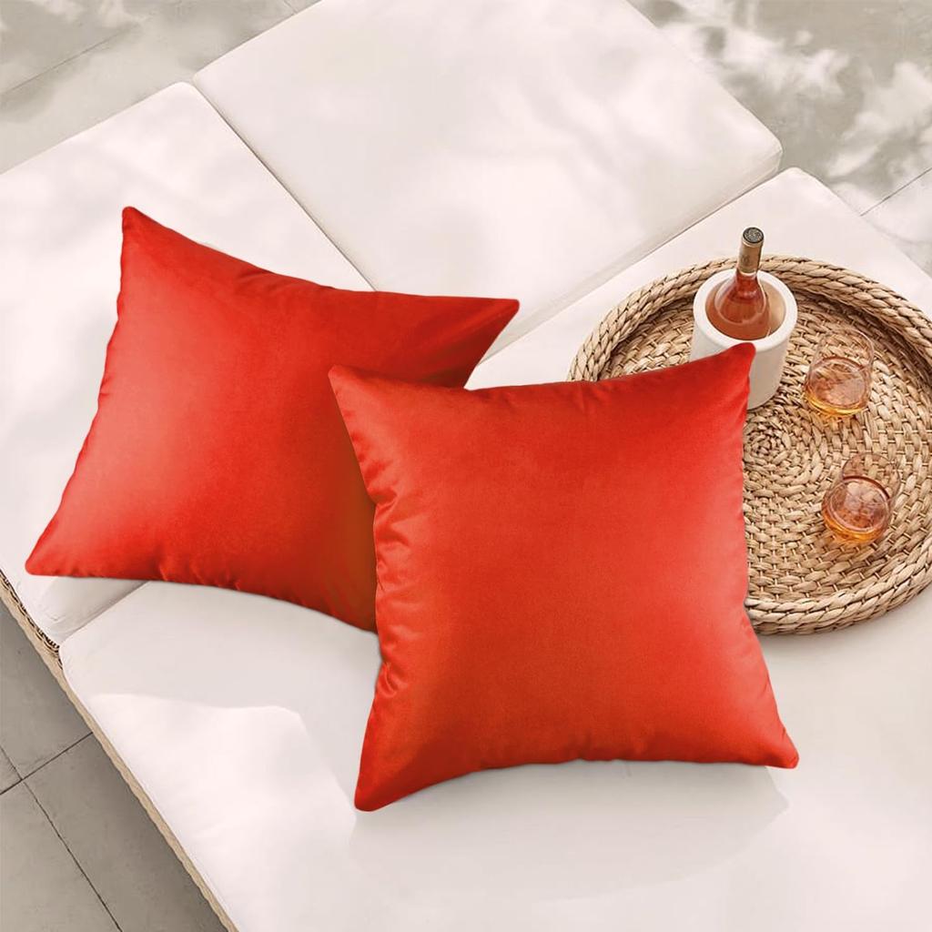 Outdoor Waterproof Pillow Covers 2 Pack 18x18 Square Garden Decorative Throw Pillow Covers, Farmhouse Solid Color Throw Pillow Case for Patio Bench