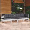 VidaXL Solid Pine Wood Garden Lounge Set 4 Pcs with Cushions Patio Furniture Outdoor Furniture Garden Furniture 3096149