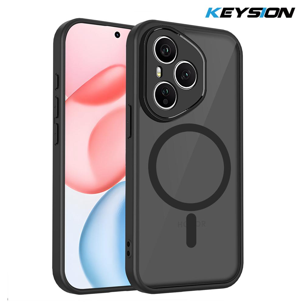 KEYSION Magnetische Handyhülle für HONOR 400 Pro 5G Silikon+PC Matt Durchscheinend Klar Stoßfest Rückseite für Honor 400 Lite 5G