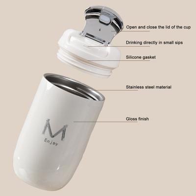 Yousheng Thermobecher 350ml Edelstahl Reisebecher Tragbarer Isolierter Teebecher Wiederverwendbarer Heißgetränkebehälter