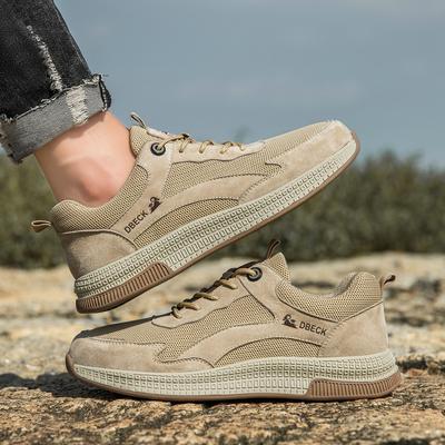 Autumn New Top Layer Leather Sneakers Men's Breathable Shoes Trendy All-Matching Outdoor Casual Shoes Plus Size Men