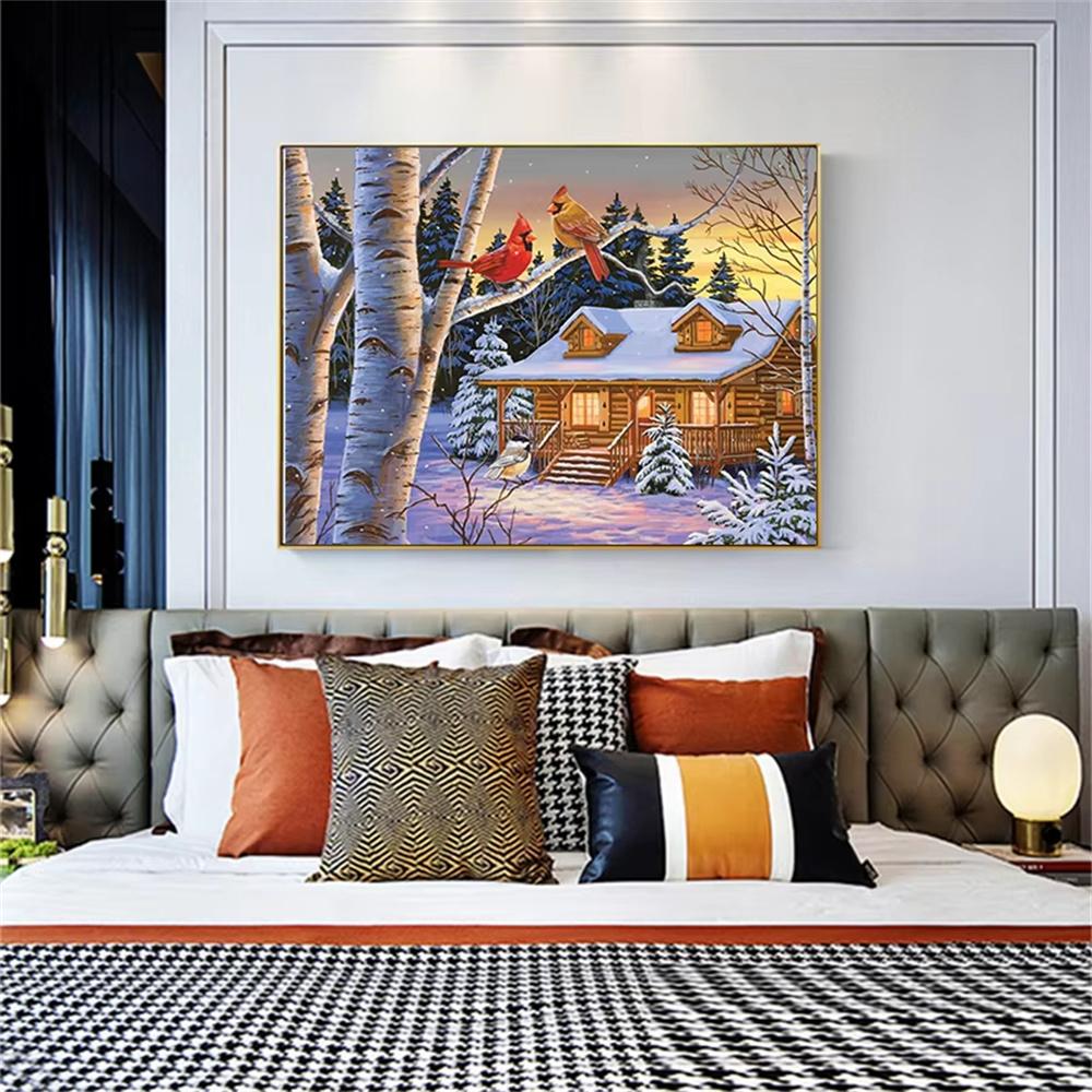 DIY Diamond Painting Snow Diamond Mosaic Landscape Sunset Embroidery Rhinestone Full Round Diamond Cross Stitch Home Gift