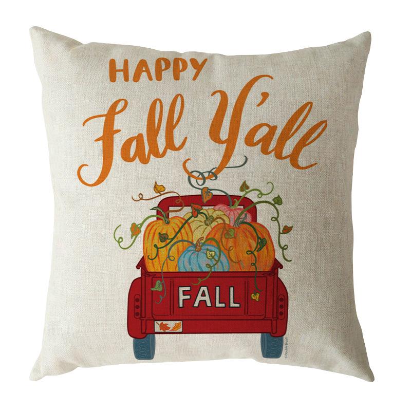 Autumn Harvest Thanksgiving Linen Happy Fall Pillow Case North American Festival Pillow Gift