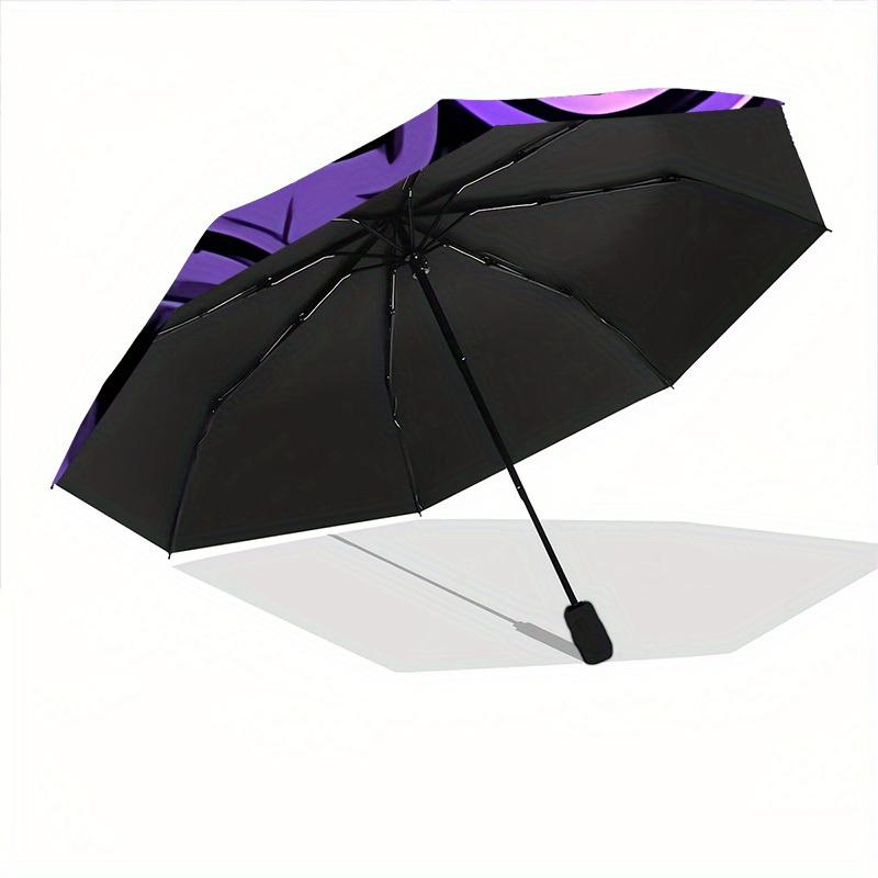 1pc Gorilla Sunglasses Automatic Folding Umbrella - 8-Rib Iron Frame, Windproof, Portable Sunshade with Plastic Handle for Travel & Outdoor