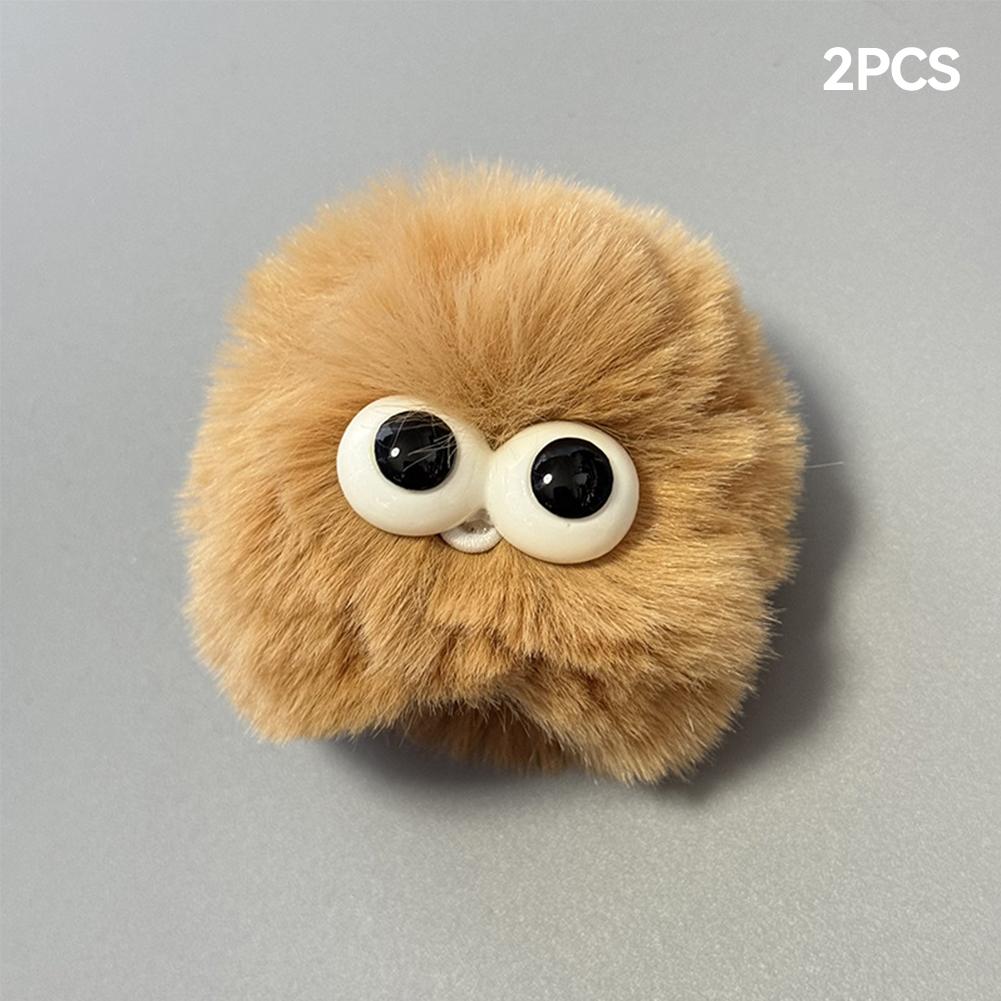 2Pcs Car Motorcycle Helmet Decoration Soft Plush Ball with Big Eyes For Motocross Full Face Off Road Helmet Sticker