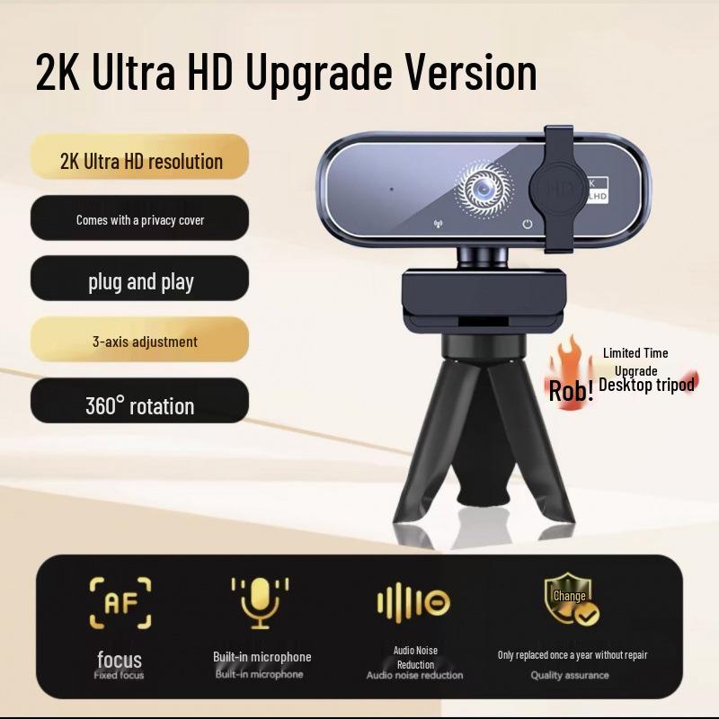 4K Streaming Webcam with Microphone for Online Classes & Meetings