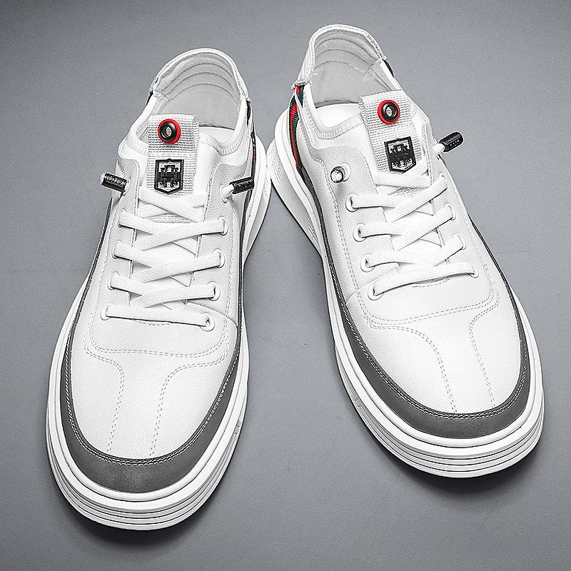 Board Shoes Men's Spring and Summer Trend White Shoes Youth Flat Casual Shoes Pu Single Shoes Fashion Trendy Men's Shoes