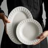 Minimalist Porcelain Dinnerware Set Textured Ceramic Plate Bowls Eco-Friendly Glazed Complete for Daily Dining Restaurant Use