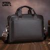 Top-Grain Leather Business Briefcase for Men - Professional Handheld Laptop Bag with Multiple Compartments, Durable Office Work Tote