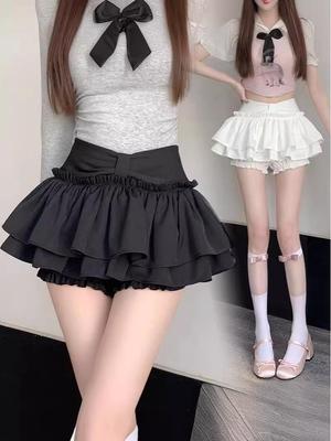 Ballet Style Puffy High Waist A-line Skirt with Built-in Shorts for Women