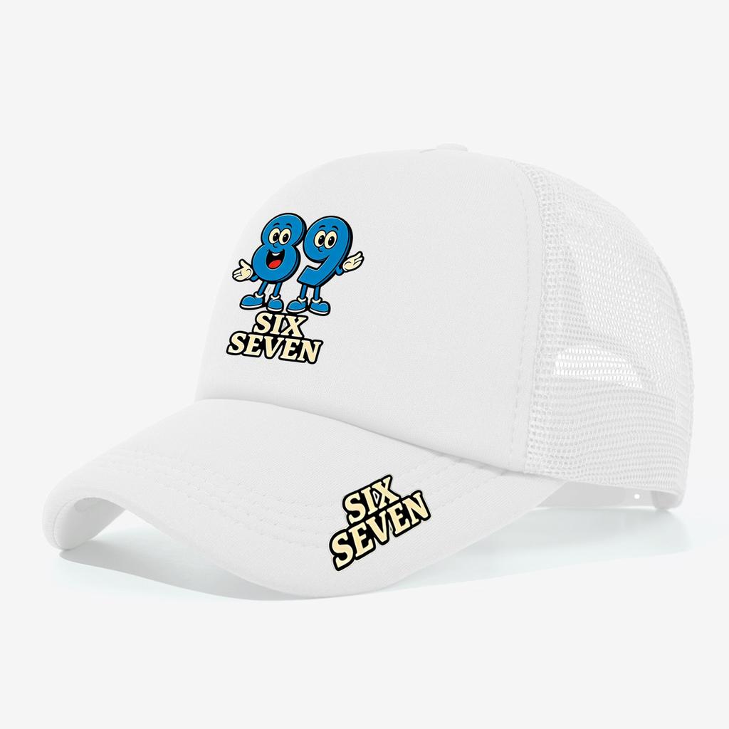 1PC Mesh Trucker Hat, Breathable, Cartoon 89 Six Seven Print, Retro Y2K Aesthetic for Men Women
