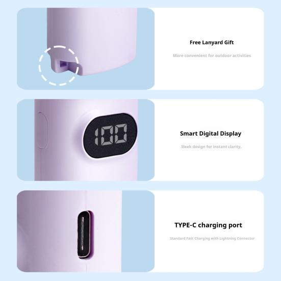 Small Handheld Fan 100 Speed Adjustable LCD Display USB Rechargeable Summer Cooling Fan Portable Travel Mini Personal Fan