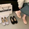 French Mary Jane single shoes square head women's shoes gentle flat bow spring and summer 2025 new beanie shoes women's shoes