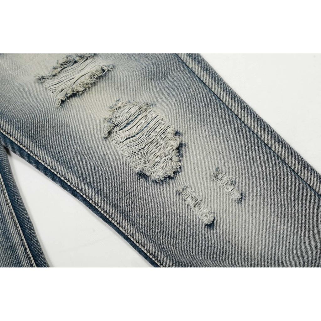 Amiri Trendy American Style Internet Famous Jeans with Fabric Patches, Torn Holes, Embroidery, Casual Trendy High Street Pants