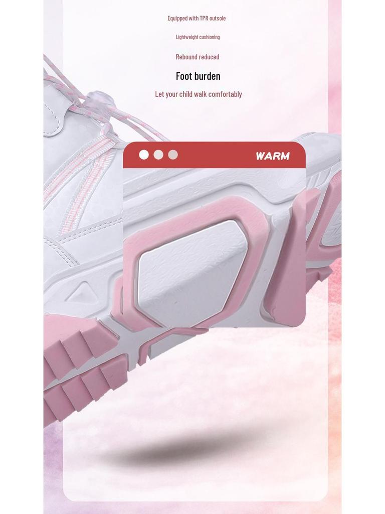 Girls' Pink Winter Snow Boots: Non-Slip, Warm, Fashionable, Perfect for Older Kids